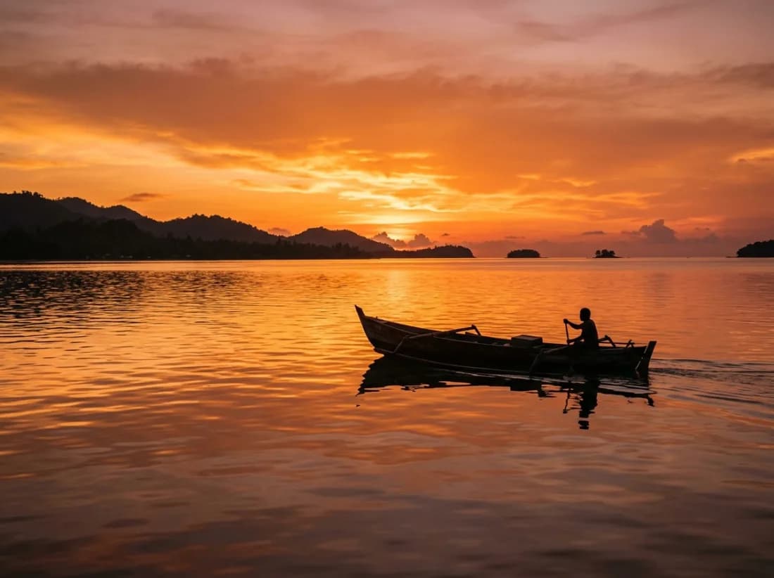 Sunset cruise dengan perahu tradisional